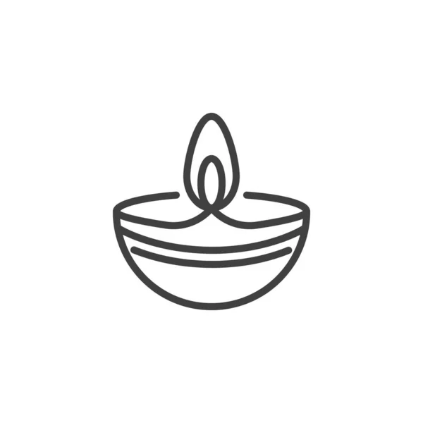 Diya Lamp Line Icon Linear Style Sign Mobile Concept Web — ストックベクタ