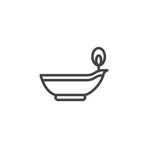 Diya Oil Lamp Line Icon Linear Style Sign Mobile Concept — Stockvector