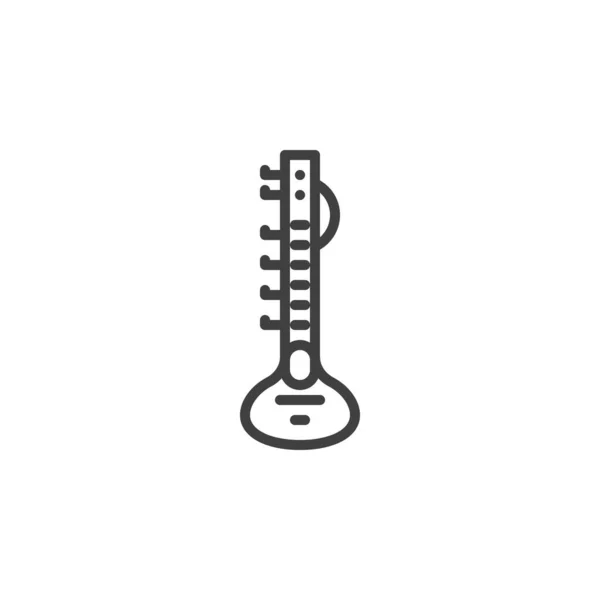 Індійська Ікона Ситарської Лінії Лінійний Стиль Мобільного Концепту Веб Дизайну — стоковий вектор