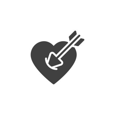 Heart and arrow vector icon. filled flat sign for mobile concept and web design. Cupid heart glyph icon. Valentine day symbol, logo illustration. Vector graphics