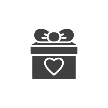 Valentine day surprise vector icon. filled flat sign for mobile concept and web design. Gift box with heart glyph icon. Symbol, logo illustration. Vector graphics
