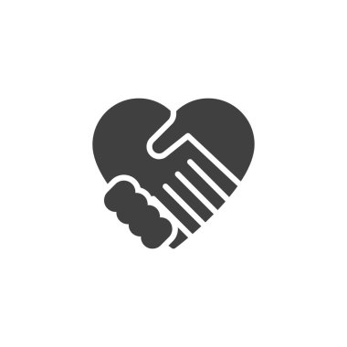 Partnership heart vector icon. filled flat sign for mobile concept and web design. Heart handshake glyph icon. Symbol, logo illustration. Vector graphics