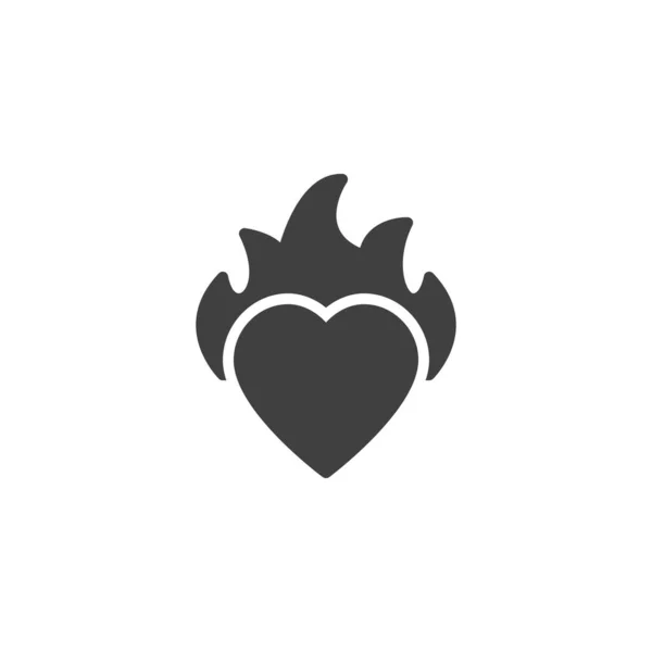 Burning Heart Vector Icon Filled Flat Sign Mobile Concept Web — ストックベクタ