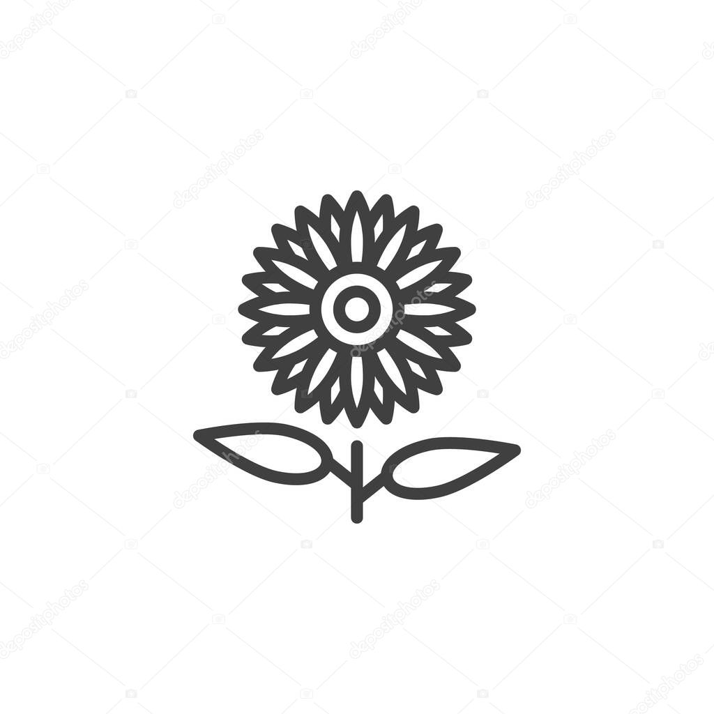 Sunflower line icon. linear style sign for mobile concept and web design. Sunflower outline vector icon. Symbol, logo illustration. Vector graphics