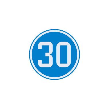 Speed limit 30 road sign flat icon, colorful pictogram isolated on white. Symbol, logo illustration. Flat style design