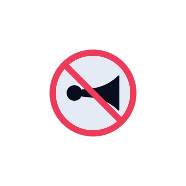 Horn prohibited sign flat icon, colorful pictogram isolated on white. Symbol, logo illustration. Flat style design