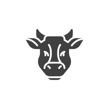 Cow head vector icon. filled flat sign for mobile concept and web design. Cow front glyph icon. Symbol, logo illustration. Vector graphics