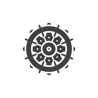 Dharma wheel vector icon. filled flat sign for mobile concept and web design. Buddhism dharma glyph icon. Symbol, logo illustration. Vector graphics