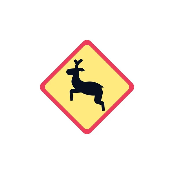 Animals Crossing Road Sign Flat Icon Colorful Pictogram Isolated White — Wektor stockowy