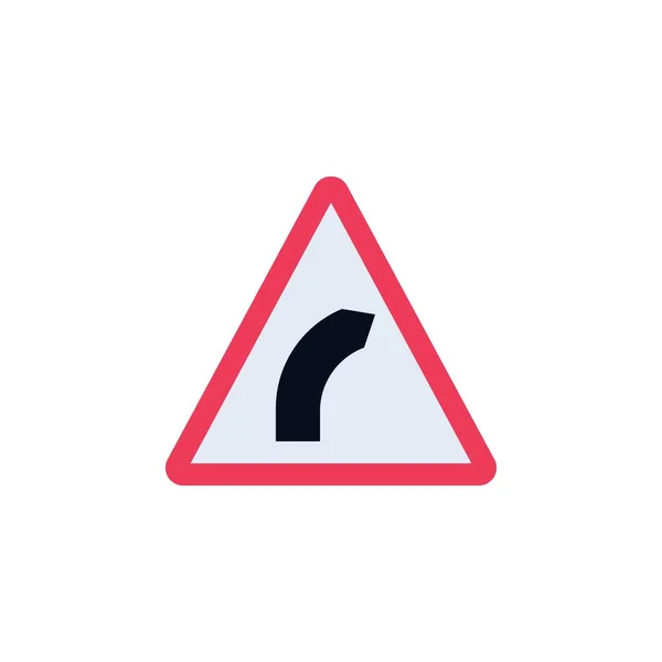 Bend Right Road Sign Flat Icon Colorful Pictogram Isolated White — Stock Vector