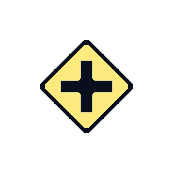 Intersection Road Sign Flat Icon Colorful Pictogram Isolated White Symbol — 스톡 벡터