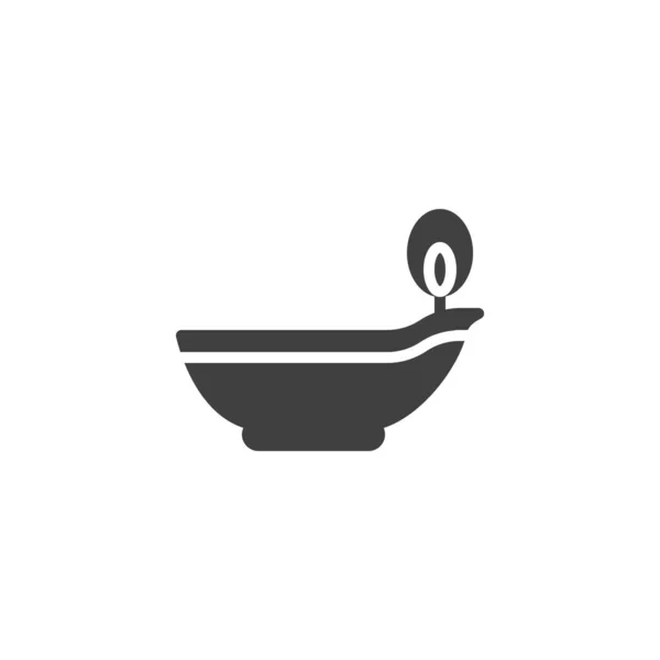 Diya Oil Lamp Vector Icon Filled Flat Sign Mobile Concept — 스톡 벡터