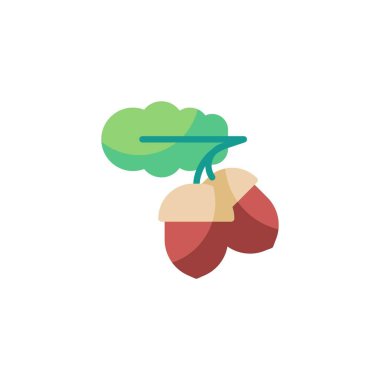Acorn with leaf flat icon, vector sign, colorful pictogram isolated on white. Symbol, logo illustration. Flat style design