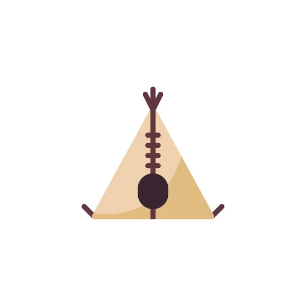 Teepee Tent Flat Icon Vector Sign Colorful Pictogram Isolated White — Stockvektor