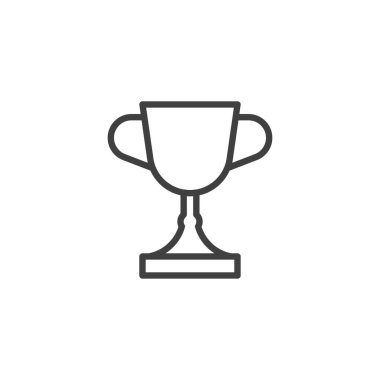 Kupa sırası ikonu. Mobil konsept ve web tasarımı için doğrusal biçim işareti. Ödül kupası taslak vektör simgesi. Sembol, logo çizimi. Vektör grafikleri