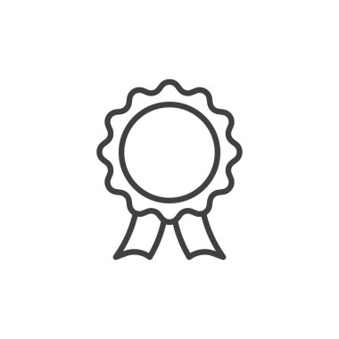 Award badge line icon. linear style sign for mobile concept and web design. Medal with ribbon outline vector icon. Symbol, logo illustration. Vector graphics