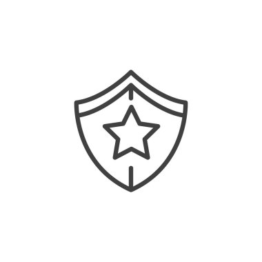 Security award line icon. linear style sign for mobile concept and web design. Shield with star outline vector icon. Symbol, logo illustration. Vector graphics