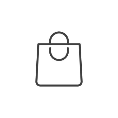 Alışveriş poşeti ikonu. Mobil konsept ve web tasarımı için doğrusal biçim işareti. Kağıt torba ana hatlı vektör simgesi. Sembol, logo çizimi. Vektör grafikleri