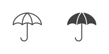 Umbrella icon, line and glyph version, outline and filled vector sign. linear and full pictogram. Symbol, logo illustration. Different style icons set