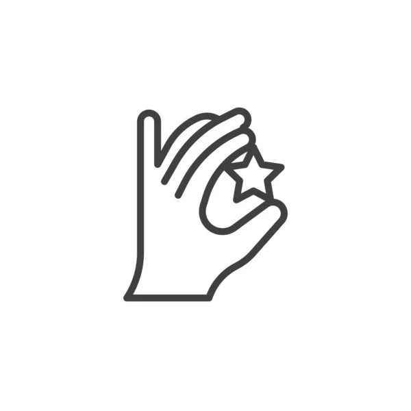 Hand Star Line Icon Linear Style Sign Mobile Concept Web — Stok Vektör