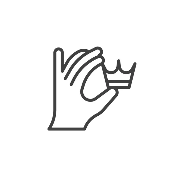 Hand Holding Crown Line Icon Linear Style Sign Mobile Concept — Vettoriale Stock