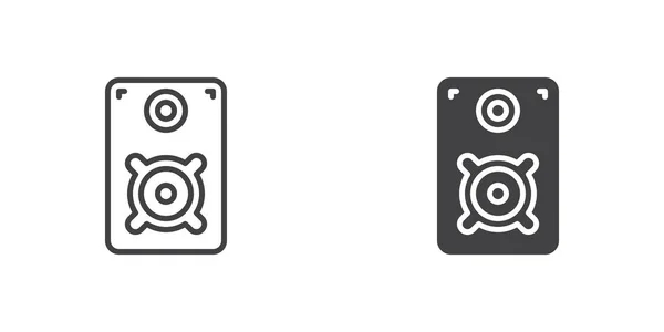 Audio Speaker Icon Line Glyph Version Outline Filled Vector Sign - Stok Vektor