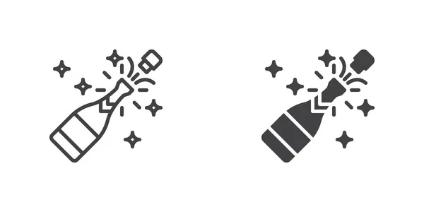 Champagne Popping Icon Line Glyph Version Outline Filled Vector Sign — 스톡 벡터