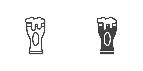Pint Beer Glass Icon Line Glyph Version Outline Filled Vector — Stockový vektor