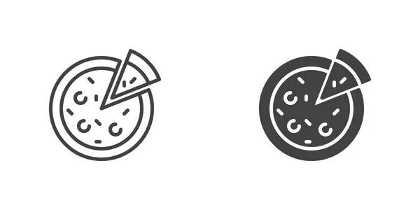 Пицца Иконка Строка Глиф Версия Контур Заполненный Векторный Знак Линейная — стоковый вектор
