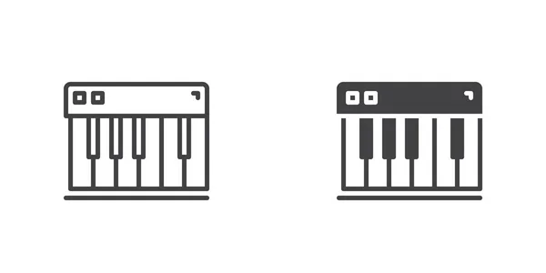 Electronic Piano Key Icon Line Glyph Version Outline Filled Vector — Image vectorielle