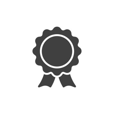 Award badge vector icon. filled flat sign for mobile concept and web design. Medal with ribbon glyph icon. Symbol, logo illustration. Vector graphics
