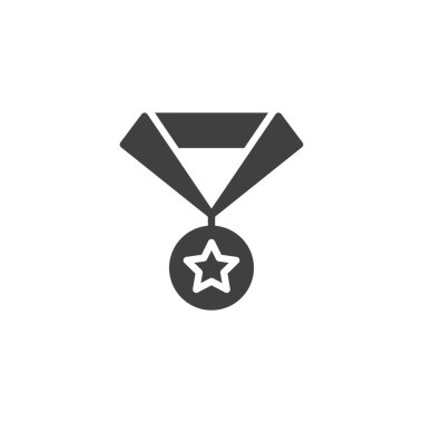 Champion medal vector icon. filled flat sign for mobile concept and web design. Medal with star glyph icon. Symbol, logo illustration. Vector graphics