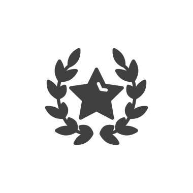 Trophy wreath vector icon. filled flat sign for mobile concept and web design. Star and laurel wreath glyph icon. Symbol, logo illustration. Vector graphics