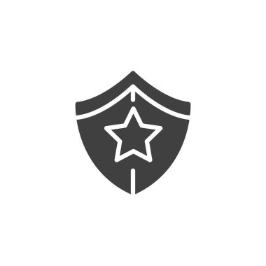 Security award vector icon. filled flat sign for mobile concept and web design. Shield with star glyph icon. Symbol, logo illustration. Vector graphics
