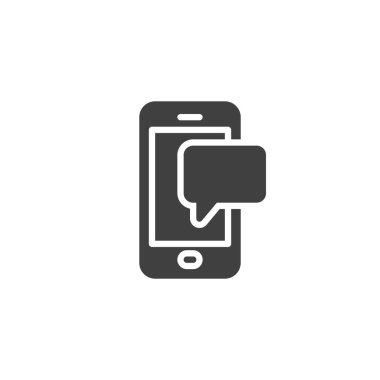 Phone message vector icon. filled flat sign for mobile concept and web design. Smartphone and chat bubble glyph icon. Symbol, logo illustration. Vector graphics