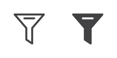 Funnel icon, line and glyph version, outline and filled vector sign. Filter linear and full pictogram. Symbol, logo illustration. Different style icons set