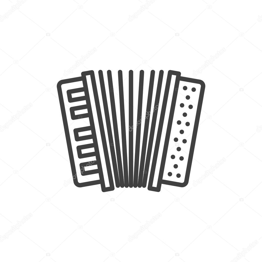 Accordion musical instrument line icon. linear style sign for mobile concept and web design. Bayan accordion outline vector icon. Symbol, logo illustration. Vector graphics