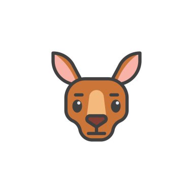 Cartoon kangaroo face filled outline icon, line vector sign, linear colorful pictogram isolated on white. Symbol, logo illustration. Vector graphics