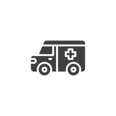 Ambulance car vector icon. filled flat sign for mobile concept and web design. Medical vehicle glyph icon. Symbol, logo illustration. Vector graphics