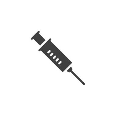 Vaccine syringe vector icon. filled flat sign for mobile concept and web design. Injection syringe glyph icon. Symbol, logo illustration. Vector graphics