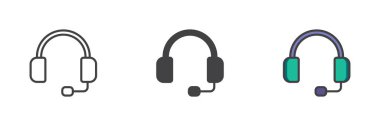 Headset icon. Line, glyph and filled outline colorful version, outline and filled vector sign. Support symbol, logo illustration. Different style icons set. Vector graphics