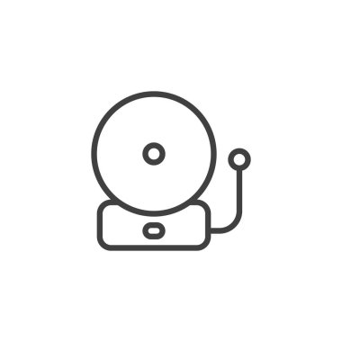 Okul çan çizgisi ikonu. Mobil konsept ve web tasarımı için doğrusal biçim işareti. Alarm çanı ana hatlı vektör simgesi. Sembol, logo çizimi. Vektör grafikleri