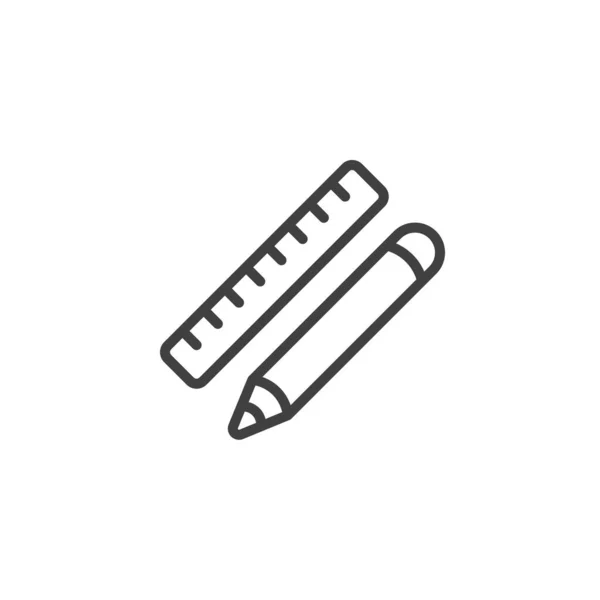 定規と鉛筆ラインのアイコン モバイルコンセプトとウェブデザインのためのリニアスタイルのサイン アウトラインベクトルアイコンをペンと定規 シンボル ロゴイラスト ベクトルグラフィックス — ストックベクタ