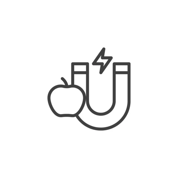Magnet Und Apfel Linie Symbol Lineares Stilschild Für Mobiles Konzept — Stockvektor