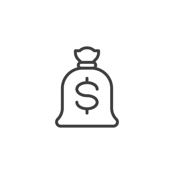 钱袋线图标 移动概念和网页设计的线性风格标志 美元现金轮廓矢量图标 标识插图 矢量图形 — 图库矢量图片