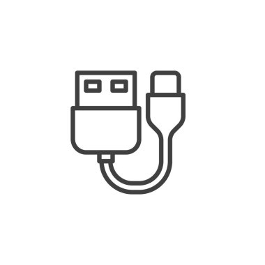 Kablo hattı simgesi yükleniyor. Mobil konsept ve web tasarımı için doğrusal biçim işareti. USB kablo hatları vektör simgesi. Sembol, logo çizimi. Vektör grafikleri