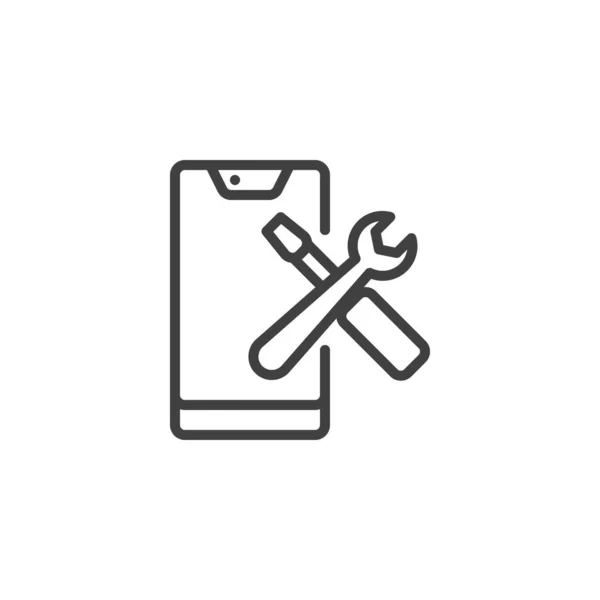 Mobile Icône Ligne Service Réparation Signe Style Linéaire Pour Concept — Image vectorielle