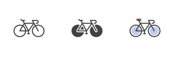 Bicicleta Icono Estilo Diferente Conjunto Línea Glifo Contorno Lleno Versión — Archivo Imágenes Vectoriales