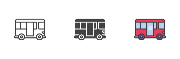 Iskolabusz Különböző Stílusú Ikon Készlet Vonal Jel Kitöltött Vázlat Színes — Stock Vector