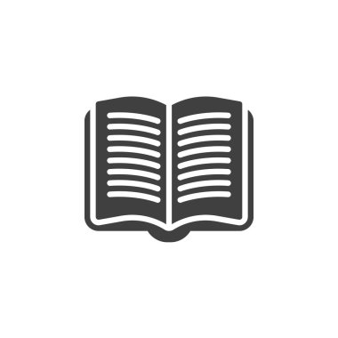 Kitap vektör simgesini aç. Mobil konsept ve web tasarımı için düz tabela. Kitap sayfaları kabartma simgesi. Sembol, logo çizimi. Vektör grafikleri